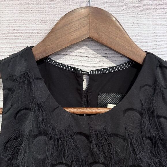 Anthropologie Roxie Black Fringe Mini Dress Textured Sleeveless Size 2 Party - Picture 4 of 10